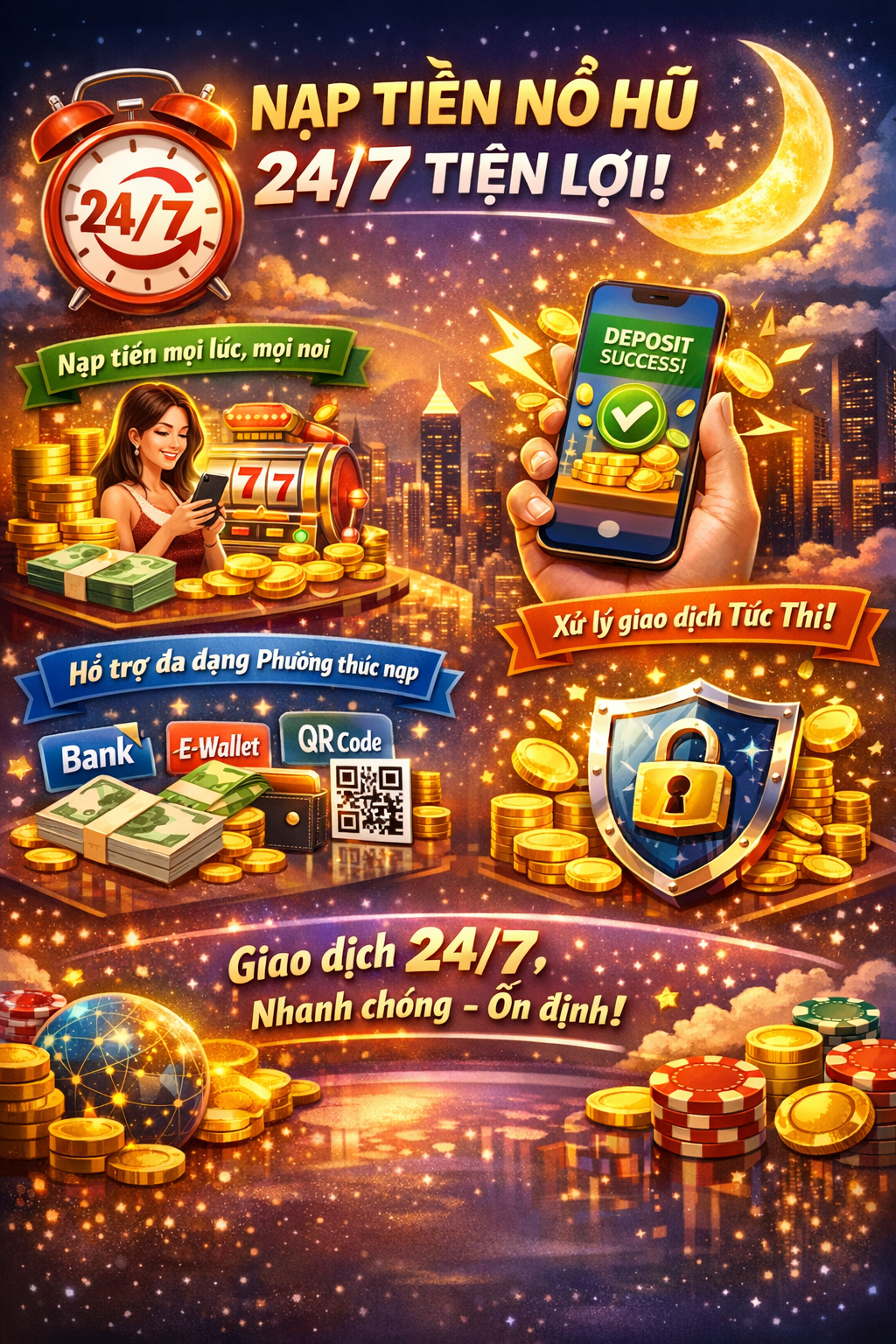Nạp tiền tiện lợi 24/7